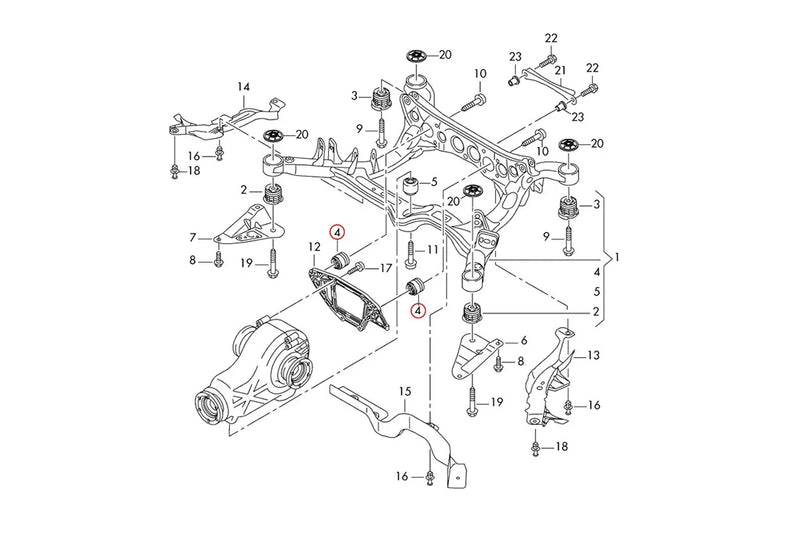 034 Motorsport Rear Differential Carrier Mount Insert Kit - 034-505-2016