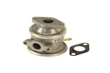 Silver metal turbocharger wastegate actuator with gasket for German auto engine parts.