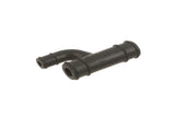 Black rubber Y-shaped automotive coolant hose for Volkswagen and Audi engines.
