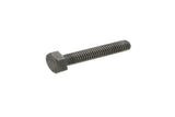 Steel hexagonal head bolt with threaded shank on a white background