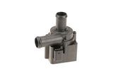 Black plastic coolant thermostat housing for VW Audi Porsche, featuring dual ports and electrical connector.