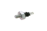 Automotive oil pressure sensor with threaded metal fitting and electrical connector