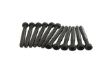 Set of black automotive hex head bolts for German car maintenance.