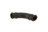 Black curved rubber engine coolant hose for German auto repair.