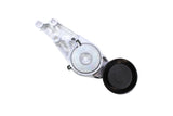 Silver metal tensioner pulley assembly for European vehicle engine