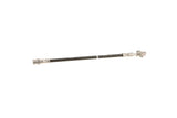 Black automotive hydraulic hose with silver metal fittings for German auto repair.