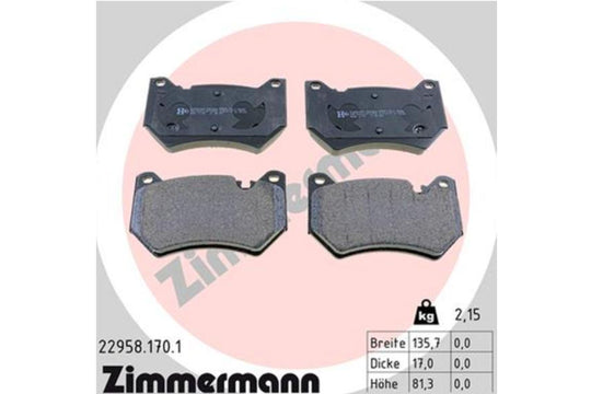 Front Brake Pads Zimmermann 22958.170.1