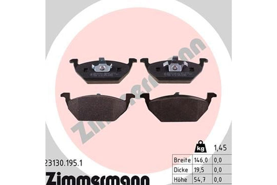 Front Brake Pads W/No Sensor Zimmermann 231301951