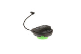 Black automotive oil filler cap with tether and green seal