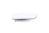 Replacement side view mirror glass with warning text on a white background