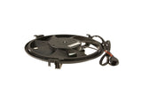 Black automotive radiator cooling fan assembly with electrical connector for German vehicles.