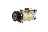 Automotive AC compressor for Volkswagen and Audi vehicles with pulley and electrical connector.
