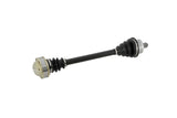 Black CV axle shaft for Volkswagen Audi Porsche, featuring rubber boots and metal joints, ideal for European car repair.