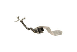 Automotive electrical sensor with wiring harness and metal mounting bracket.