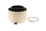Replacement air filter with rubber seal and cleaning tool for German auto engines.
