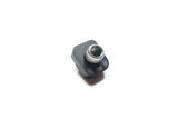 Small black automotive sensor with a metallic lens protruding from a plastic housing.