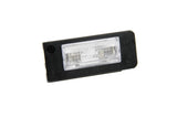 Black rectangular LED license plate light for Volkswagen Audi Porsche, clear lens, made in Germany