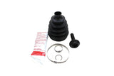 CV axle boot kit with rubber bellows, grease, and metal clamps for German auto repair.