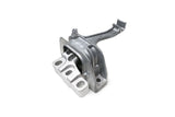 Silver aluminum automotive mounting bracket for German vehicle engine components.