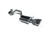 Polished stainless steel performance exhaust system with dual tips for European cars