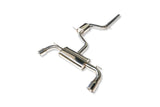 Stainless steel dual exhaust system with muffler for German performance vehicles.