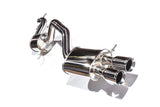 Polished stainless steel dual exhaust system for German performance vehicles