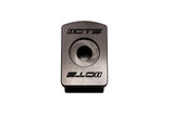 Black metal ICTS automotive part with a center hole on a white background