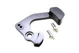 Black metal automotive bracket with two mounting bolts for German car repair.