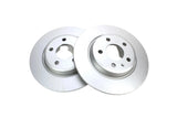 Pair of shiny brake rotors for Volkswagen Audi Porsche, precision auto parts for reliable braking performance