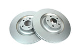 Pair of slotted automotive brake rotors for European vehicle maintenance