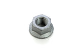 Hex flange nut for Volkswagen Audi Porsche auto parts, metallic finish, isolated on white background