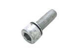 Silver metal hex socket head bolt for German auto parts repair.