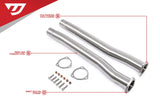 T304 stainless steel exhaust pipes with T316 flanges, bolts, and gaskets for direct bolt-on fitment