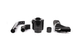 Black performance cold air intake kit components for German auto engine tuning.