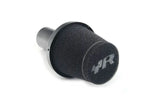 Black foam air filter with VR logo for German automotive engine performance.
