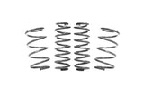 Set of four silver metal coil suspension springs for European vehicle maintenance.