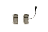 Pair of ceramic brake pads with wear sensor for Volkswagen and Audi vehicles.