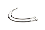 Pair of heavy-duty stainless steel braided brake hoses for European vehicle maintenance