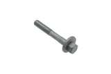 Heavy-duty metal hex bolt with washer for German auto engine repair.