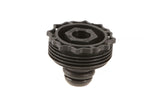 Black plastic fuel cap for Volkswagen Audi Porsche, featuring hexagonal center and ribbed design